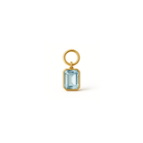 Emerald Cut Blue Topaz Hoop Charm