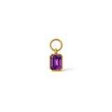 Emerald Cut Amethyst Hoop Charm