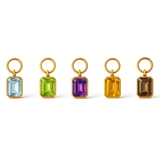 Emerald Cut Blue Topaz Hoop Charm