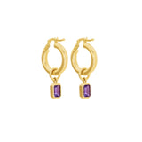 Emerald Cut Amethyst Hoop Charm