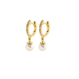 Pavé Diamond Pearl Hoops