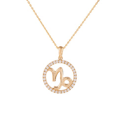 Halo Zodiac Sign Diamond Pendant