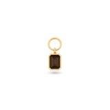 Emerald Cut Smoky Quartz Hoop Charm