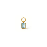 Emerald Cut Blue Topaz Hoop Charm