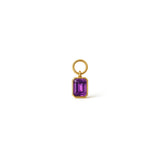 Emerald Cut Amethyst Hoop Charm