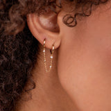 Double Huggie Diamond Chain Earring