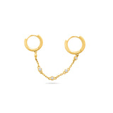 Double Huggie Diamond Chain Earring