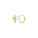 Diamond Signet Huggie Hoops