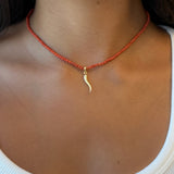 Coral Aperol Spritz Necklace