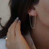 Linked Huggie Hoops