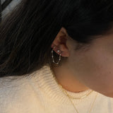 Double Huggie Diamond Chain Earring