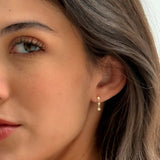 Triple Diamond Bezel Stud Earrings