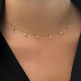 Pear Drop Diamond Station Necklace