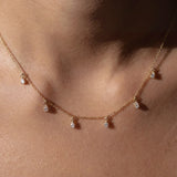Pear Drop Diamond Station Necklace