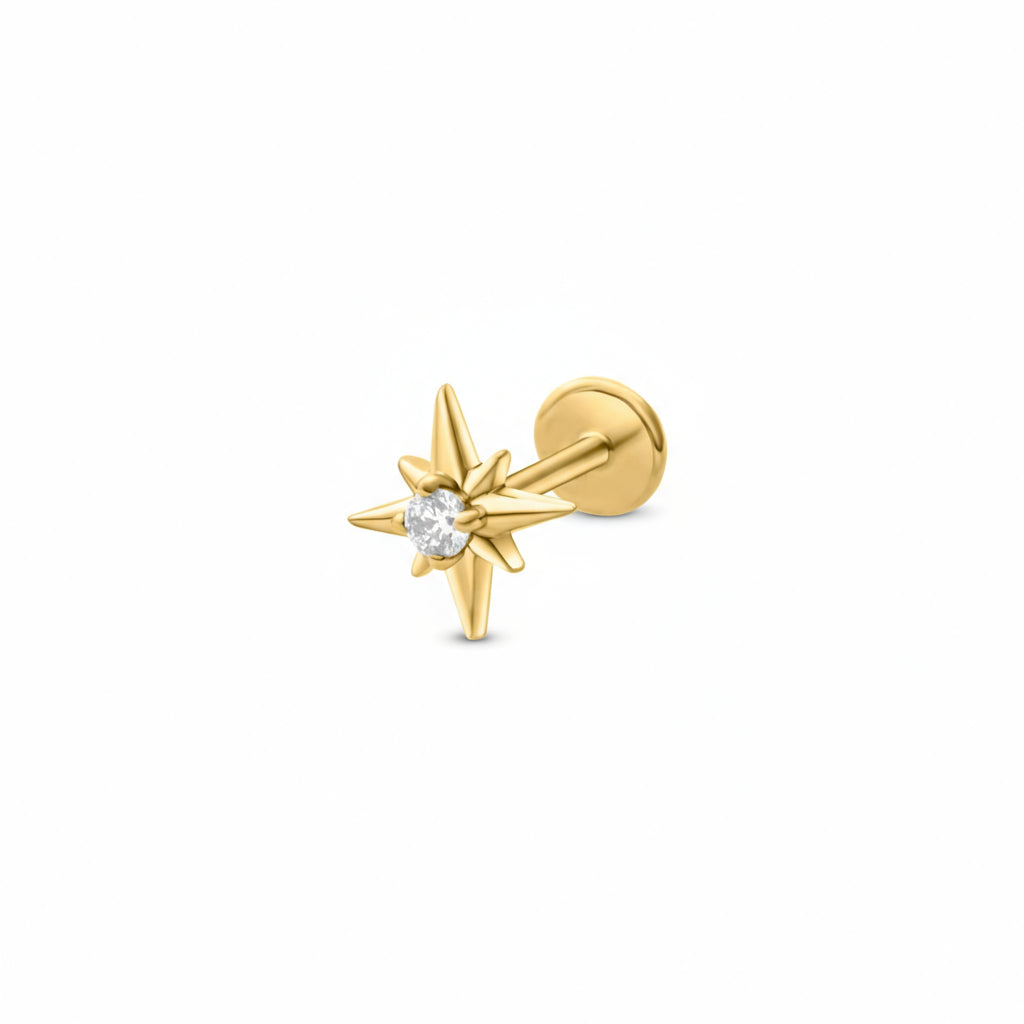 Stardust gold flat back earring 18k stud