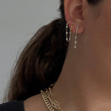 Double Huggie Diamond Chain Earring