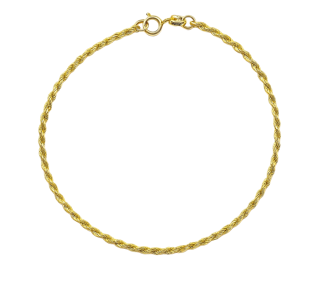 Rope Chain Gold bracelet on a white background 18K gold