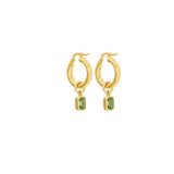 Emerald Cut Peridot Hoop Charm