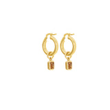 Emerald Cut Citrine Hoop Charm