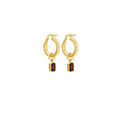 Emerald Cut Smoky Quartz Hoop Charm