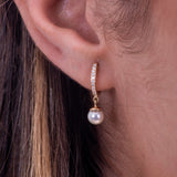 Pavé Diamond Pearl Hoops