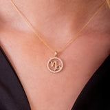 Halo Zodiac Sign Diamond Pendant