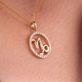 Halo Zodiac Sign Diamond Pendant