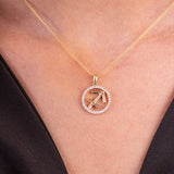 Halo Zodiac Sign Diamond Pendant