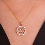 Halo Zodiac Sign Diamond Pendant
