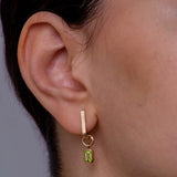 Emerald Cut Peridot Hoop Charm
