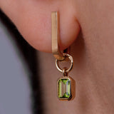 Emerald Cut Peridot Hoop Charm