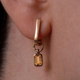 Emerald Cut Citrine Hoop Charm