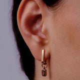 Emerald Cut Smoky Quartz Hoop Charm