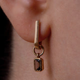 Emerald Cut Smoky Quartz Hoop Charm
