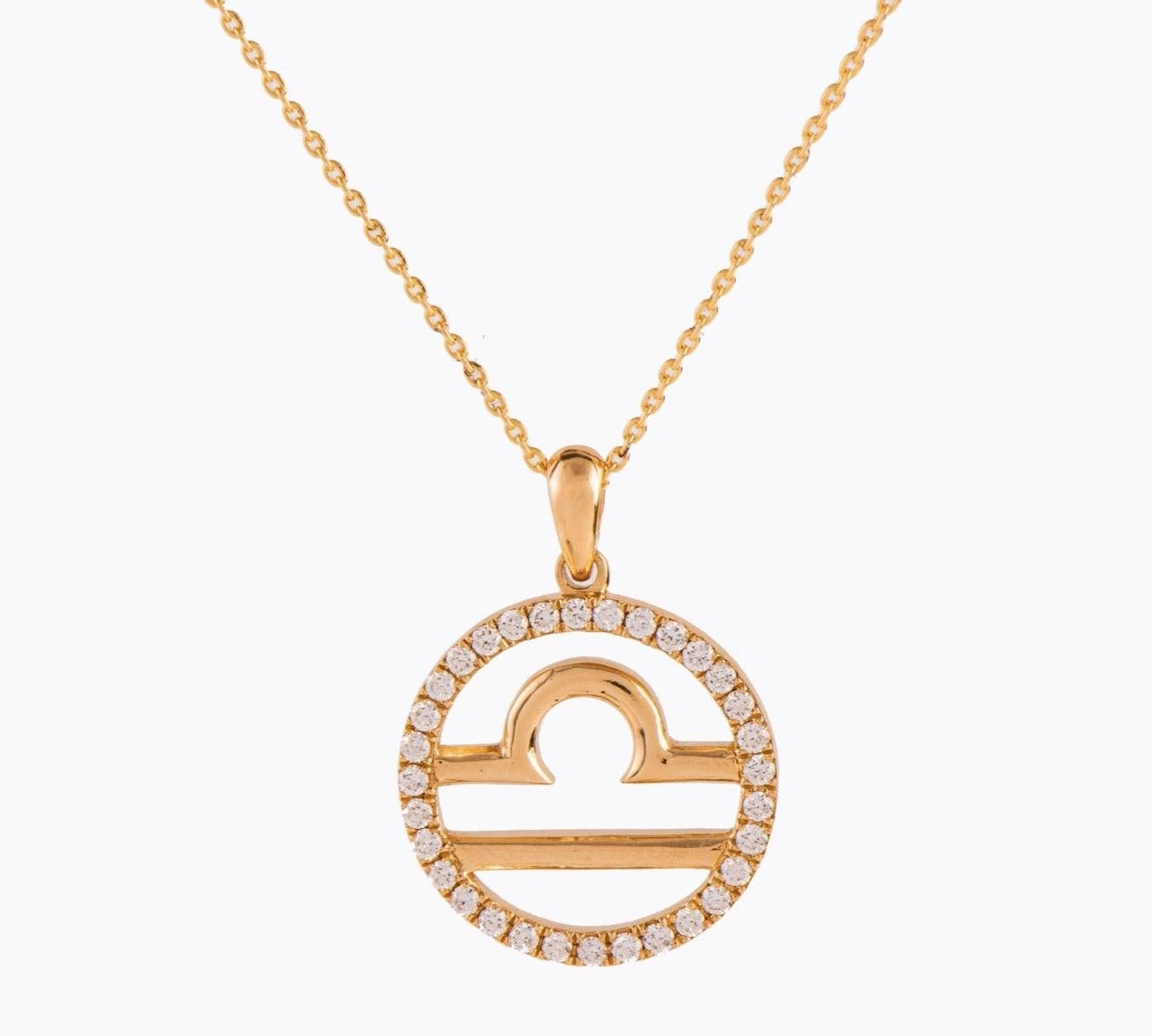 Halo Zodiac Sign Diamond Pendant Necklace - CIEL