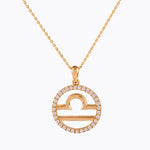 Halo Zodiac Sign Diamond Pendant Necklace - CIEL