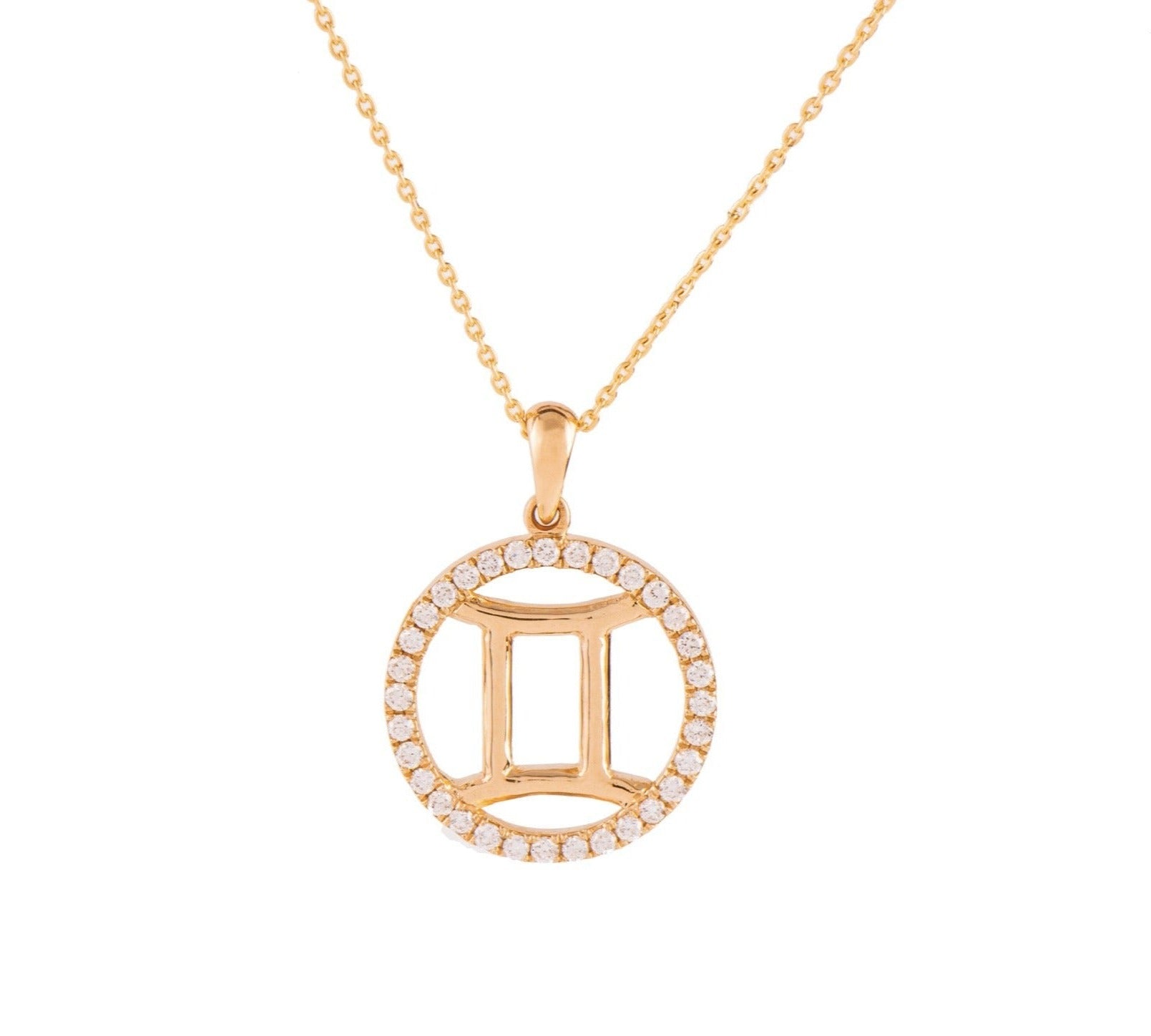Halo Zodiac Sign Diamond Pendant