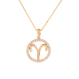 Halo Zodiac Sign Diamond Pendant