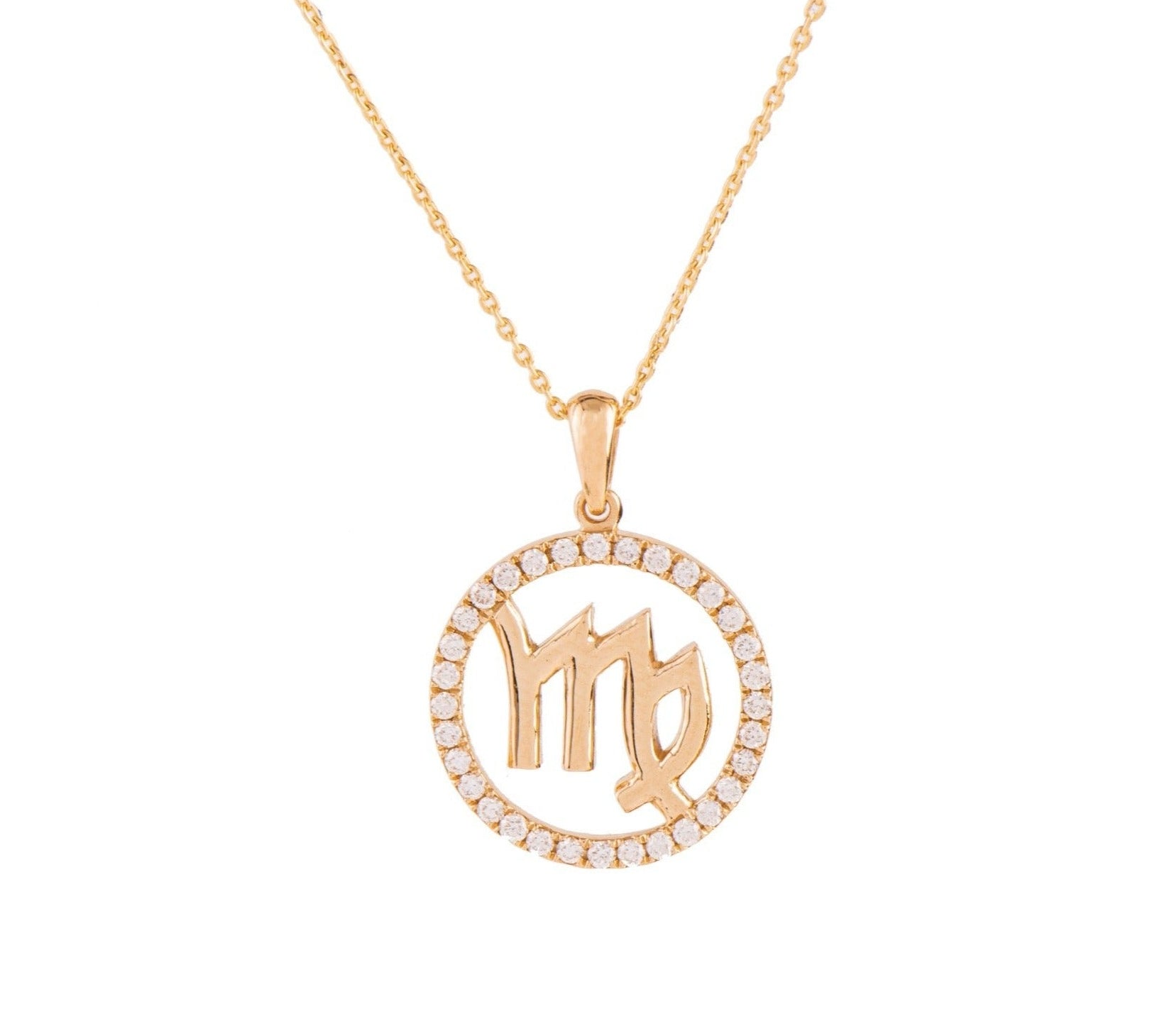 Halo Zodiac Sign Diamond Pendant