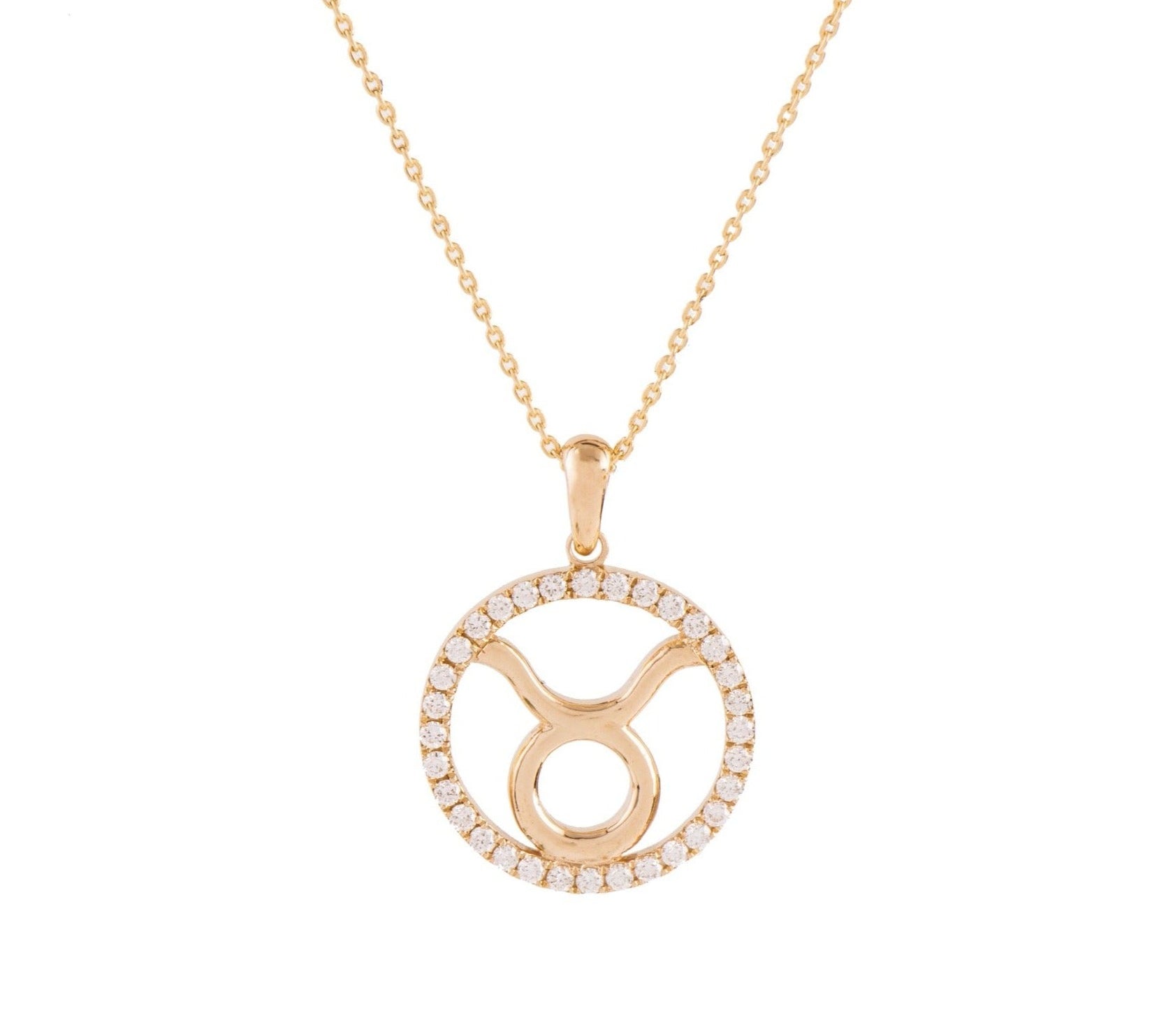 Halo Zodiac Sign Diamond Pendant