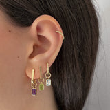 Emerald Cut Peridot Hoop Charm