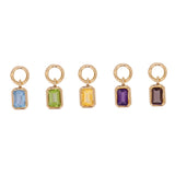 Emerald Cut Citrine Hoop Charm